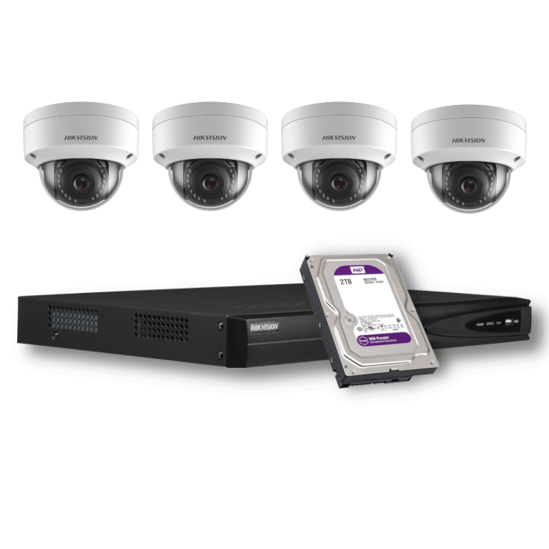 KIT-IP-4-DOME-2MP - HIKVISION - 4 Cam 2MP 2.8mm / 1 NVR / 1 HDD