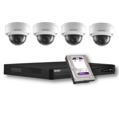 KIT-IP-4-DOME-3MP - HIKVISION - 4 Cam 2MP 2.8mm / 1 NVR / 1 HDD