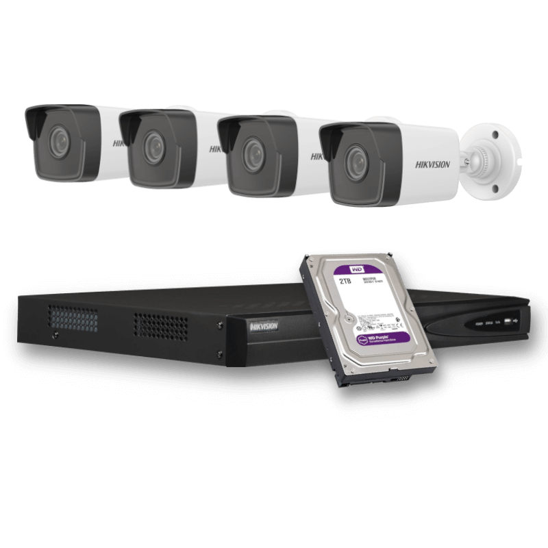KIT-IP-4-TUBE-2MP - HIKVISION - 4 Cam 2MP 2.8mm / 1 NVR / 1 HDD