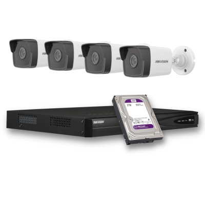 KIT-IP-4-TUBE-2MP - HIKVISION - 4 Cam 2MP 2.8mm / 1 NVR / 1 HDD