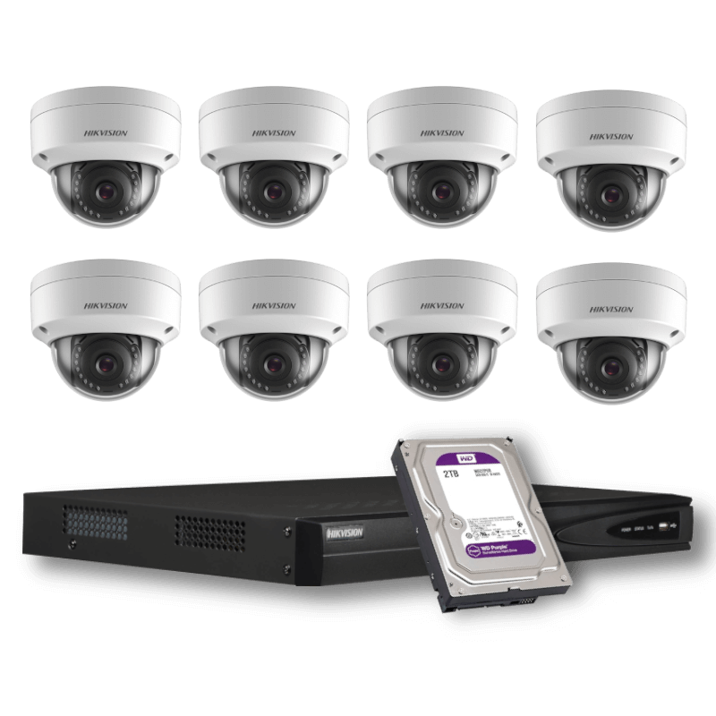 KIT-IP-8-DOME-3MP - HIKVISION - 4 Cam 3MP 2.8mm / 1 NVR / 1 HDD